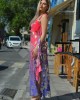 Zoya Metallic Purple/Gold Sleeveless Open Back Maxi Φόρεμα