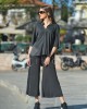 Zoya Shortsleeve Comfort Fit Rip Black Πουκάμισο & Crop Παντελόνι
