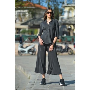 Zoya Shortsleeve Comfort Fit Rip Black Πουκάμισο & Crop Παντελόνι