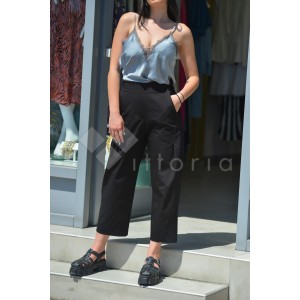 Zoya High Waist Slouchy Fit Black Παντελόνι