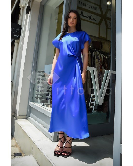 Zoya Satin Royal Blue Maxi Φόρεμα