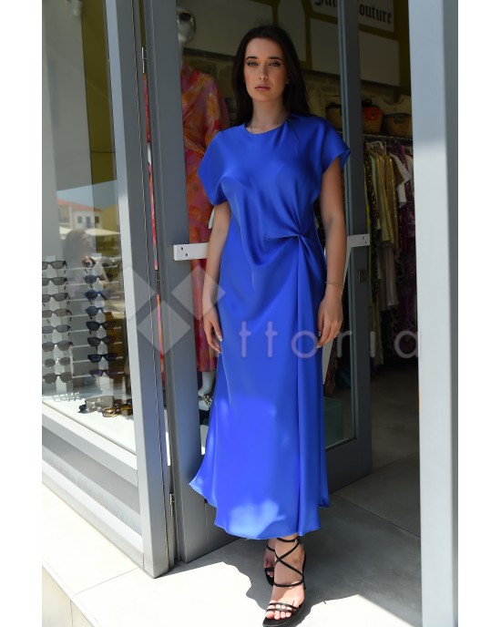 Zoya Satin Royal Blue Maxi Φόρεμα