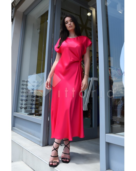 Zoya Satin Fuchsia Maxi Φόρεμα