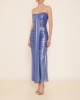 Zoya Metallic Blue Strapless Midi Φόρεμα