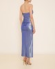Zoya Metallic Blue Strapless Midi Φόρεμα