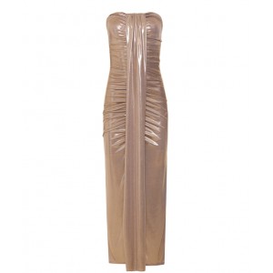 Zoya Metallic Gold Strapless Midi Φόρεμα