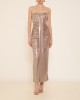 Zoya Metallic Gold Strapless Midi Φόρεμα