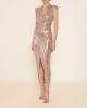 Zoya Metallic Gold Padded Sleeveless Φόρεμα