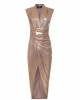 Zoya Metallic Gold Padded Sleeveless Φόρεμα