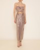 Zoya Metallic Gold Strapless Cut Out Midi Φόρεμα