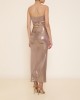 Zoya Metallic Gold Strapless Cut Out Midi Φόρεμα
