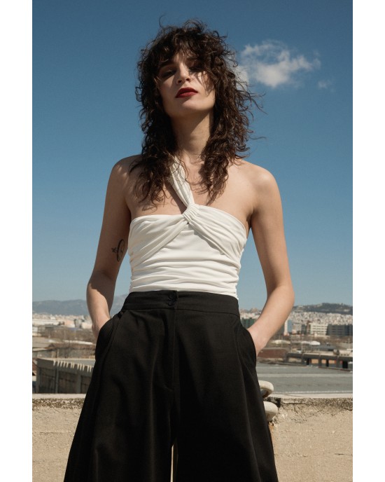 Zoya One Shoulder Bodysuit Ecru Μπλούζα