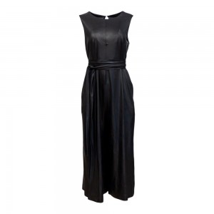 Zoya Sleeveless Wide Leg Belted Black Ολόσωμη Φόρμα