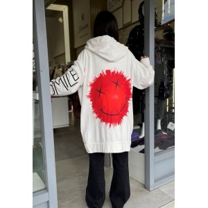 Zoya Oversized Smile Μπλούζα Φούτερ Εκρού