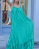 Zoya Maxi Φόρεμα Με Τιράντες & Βολάν Πράσινο