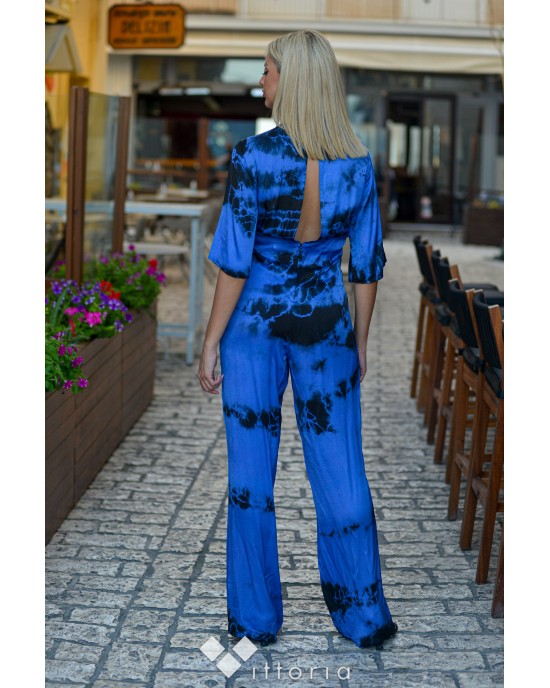 Zoya Tie Dye Ολόσωμη Φόρμα Μπλε Ρουά/Μαύρο