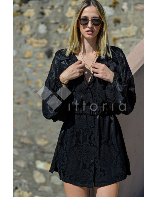 Zoya Snake Print Πουκαμίσα/Φόρεμα Με Ζώνη Black