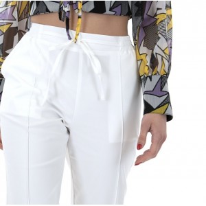 Zoya Drawstring Crop Ecru Παντελόνι