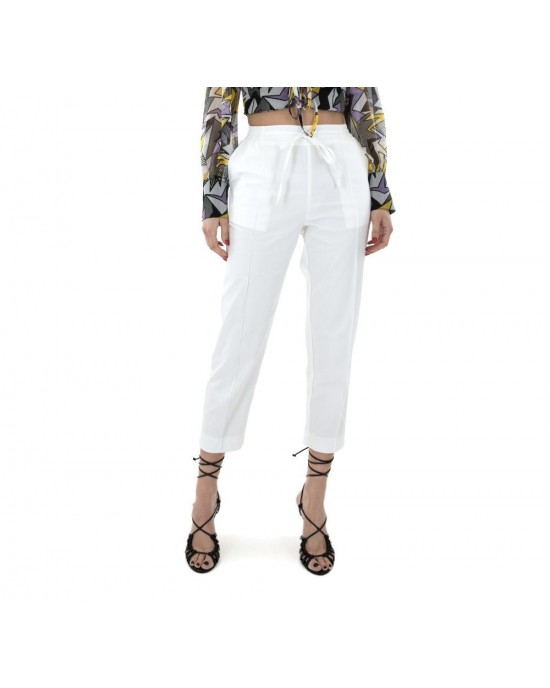 Zoya Drawstring Crop Ecru Παντελόνι