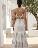 Zoya Geometric Embroidery Cut-Out Ecru/Gold Midi Φόρεμα