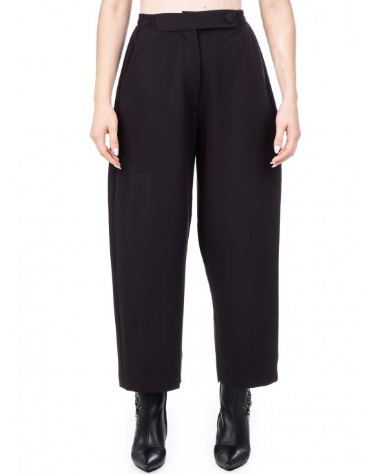 Zoya Slouchy/Cropped Black Υφασμάτινο Παντελόνι