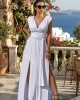 Zoya V-Neck Sleeveless White Maxi Φόρεμα