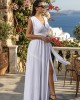 Zoya V-Neck Sleeveless White Maxi Φόρεμα