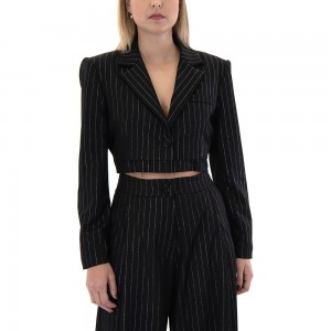 Zoya Silver Stripe Black Crop Σακάκι