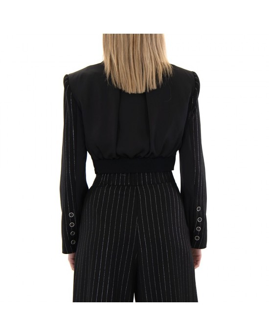 Zoya Silver Stripe Black Crop Σακάκι