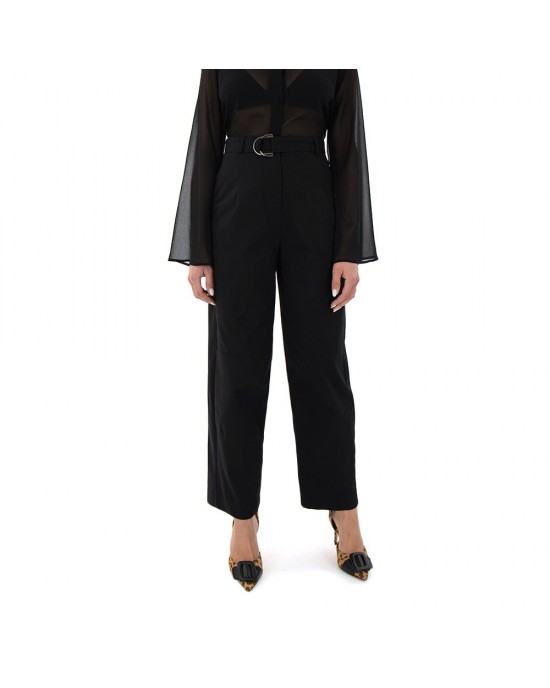 Zoya High-Waist Slouchy D-ring Buckle Black Παντελόνι