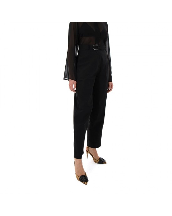 Zoya High-Waist Slouchy D-ring Buckle Black Παντελόνι