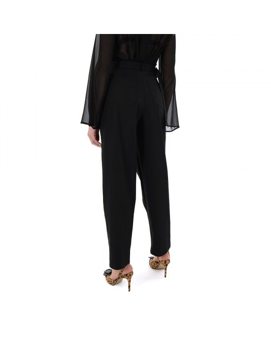 Zoya High-Waist Slouchy D-ring Buckle Black Παντελόνι