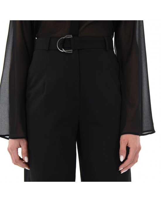 Zoya High-Waist Slouchy D-ring Buckle Black Παντελόνι