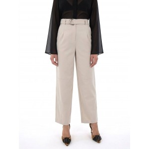Zoya High-Waist Slouchy D-ring Buckle Vanilla Παντελόνι