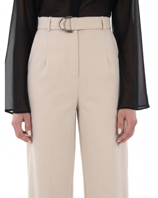 Zoya High-Waist Slouchy D-ring Buckle Vanilla Παντελόνι