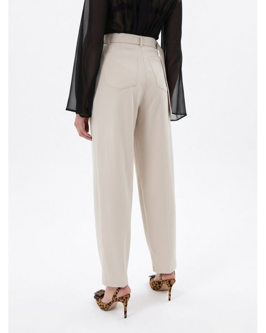 Zoya High-Waist Slouchy D-ring Buckle Vanilla Παντελόνι