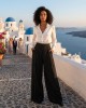 Zoya Silver Stripe High Waist Wide Leg Παντελόνι