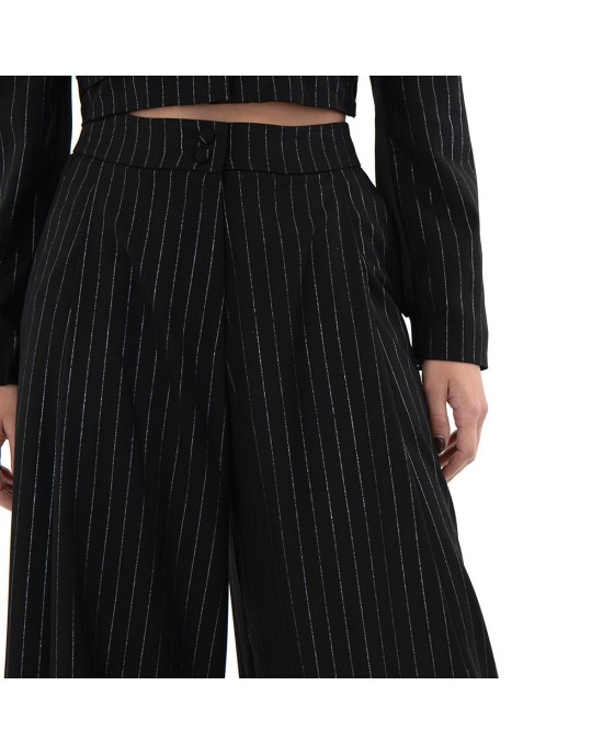 Zoya Silver Stripe High Waist Wide Leg Παντελόνι