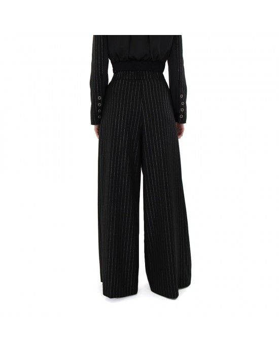 Zoya Silver Stripe High Waist Wide Leg Παντελόνι