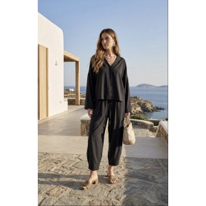 Zoya Longsleeve Πουκάμισο & Slouchy Παντελόνι Black