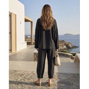Zoya Longsleeve Πουκάμισο & Slouchy Παντελόνι Black