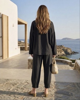 Zoya Longsleeve Πουκάμισο & Slouchy Παντελόνι Black