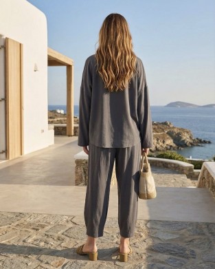 Zoya Longsleeve Πουκάμισο & Slouchy Παντελόνι Coal