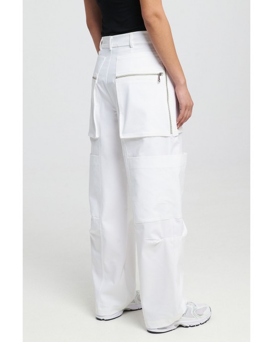 Zoya Cargo High Waist Ecru Παντελόνι