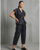 Zoya Faux Leather Belted Sleeveless Oversized Black Μπλούζα