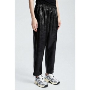 Zoya Faux Leather Elastic High Waist Slouchy Fit Black Παντελόνι