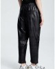 Zoya Faux Leather Elastic High Waist Slouchy Fit Black Παντελόνι