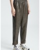 Zoya Faux Leather Elastic High Waist Slouchy Fit Khaki Παντελόνι