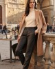 Zoya Faux Leather Elastic High Waist Slouchy Fit Black Παντελόνι