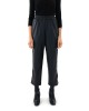Zoya Faux Leather Elastic High Waist Slouchy Fit Black Παντελόνι